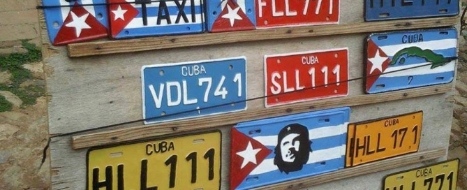 license plates art cuba